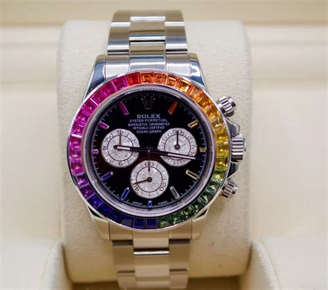 rolex custom rainbow bezel|Rolex rainbow 2021 price.